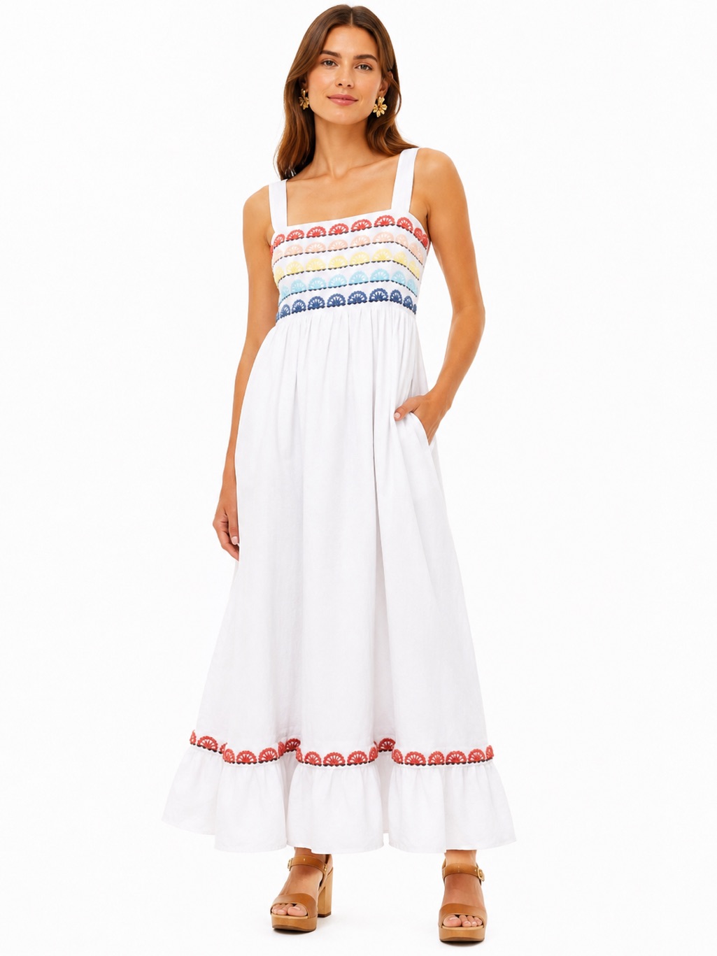 Marie Oliver Cotton Tegan Tank Maxi Dress Sz Xs White Boho Chic Beach Vacation